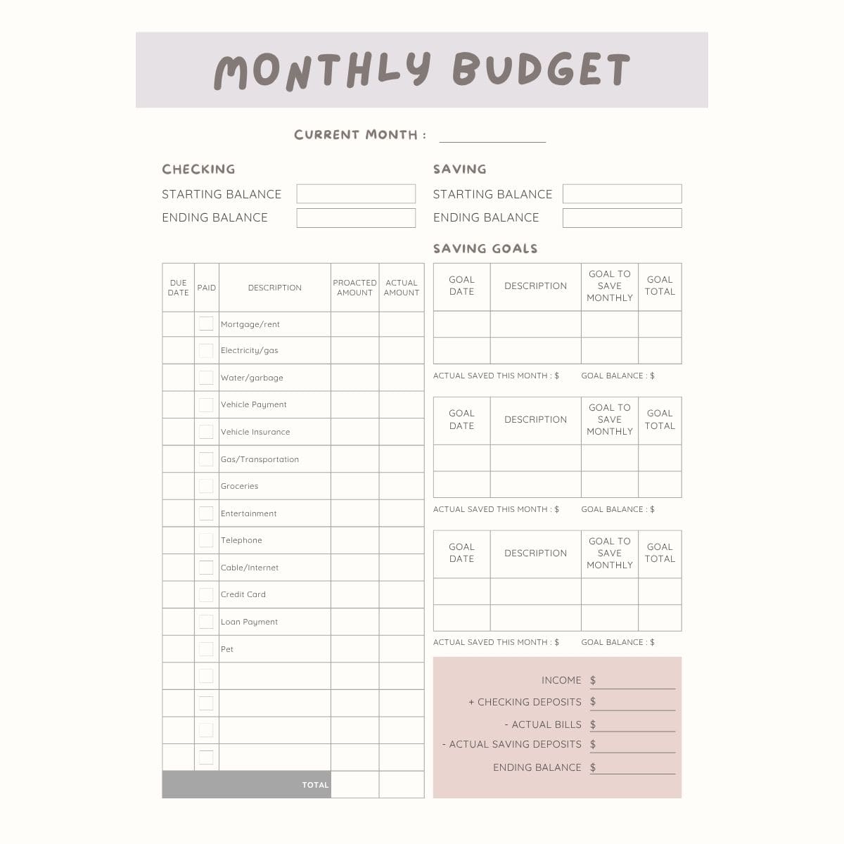 Smart Budget Kit – 7 Printable Planners to Track Your Money - Preview 2 - finance organizer